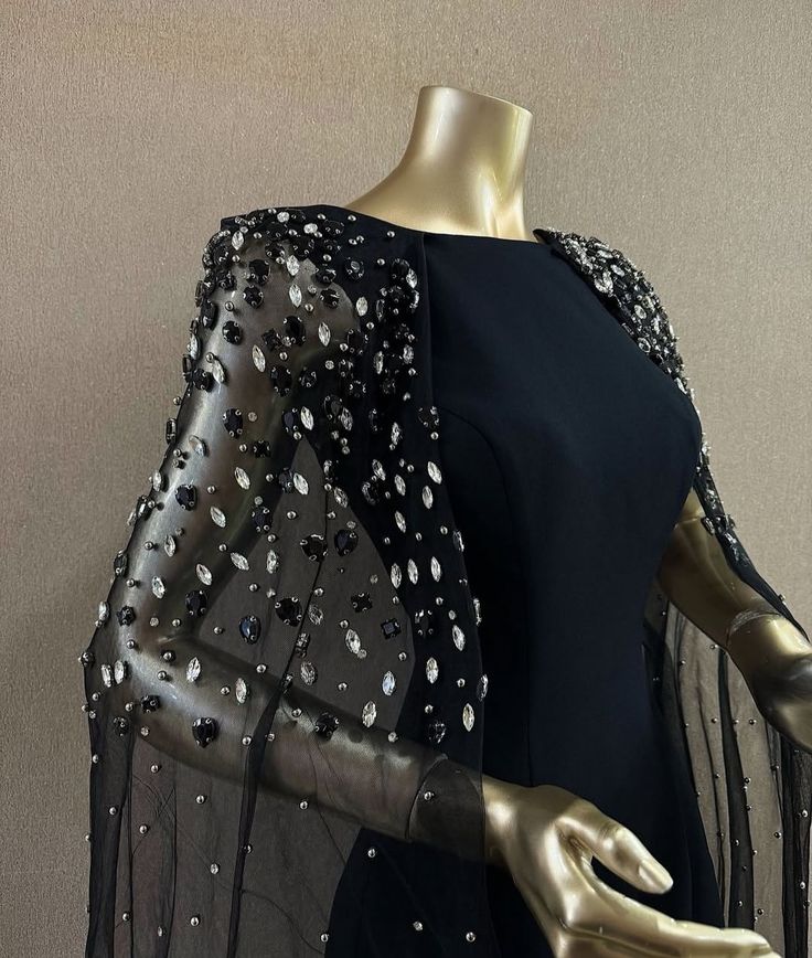 Girlhomeshops-Schwarzes, exquisites, perlenbesetztes, langes, enges Tüll-Satin-Ballkleid, Abendkleid, Geburtstagspartykleid, gh5384