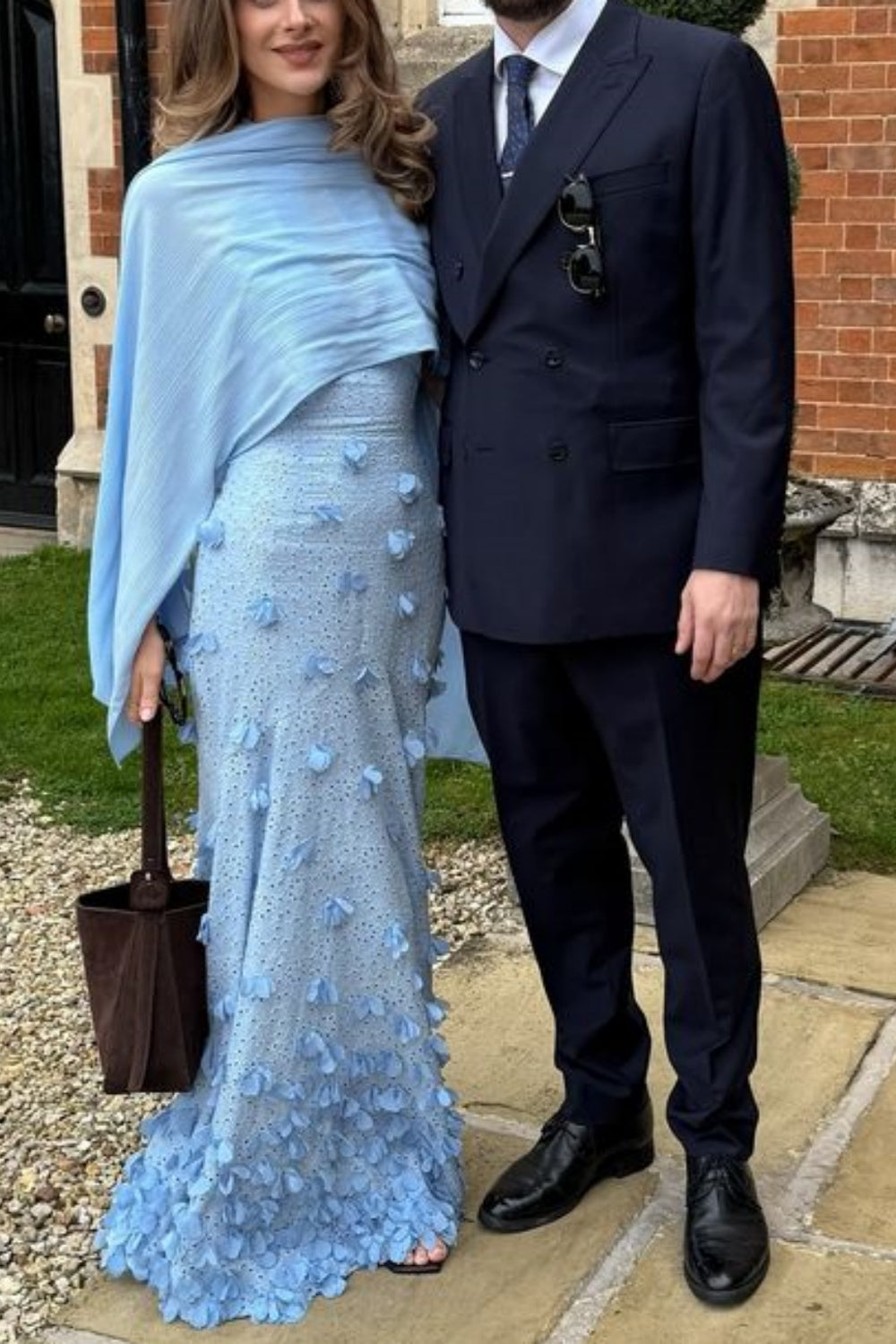 Französisch-romantisches, bodenlanges Kleid mit 3D-Blumenstickerei, taillierter Taille und Schalkragen – Elegantes Kleid für Gartenpartys und Hochzeitsgäste gh6507