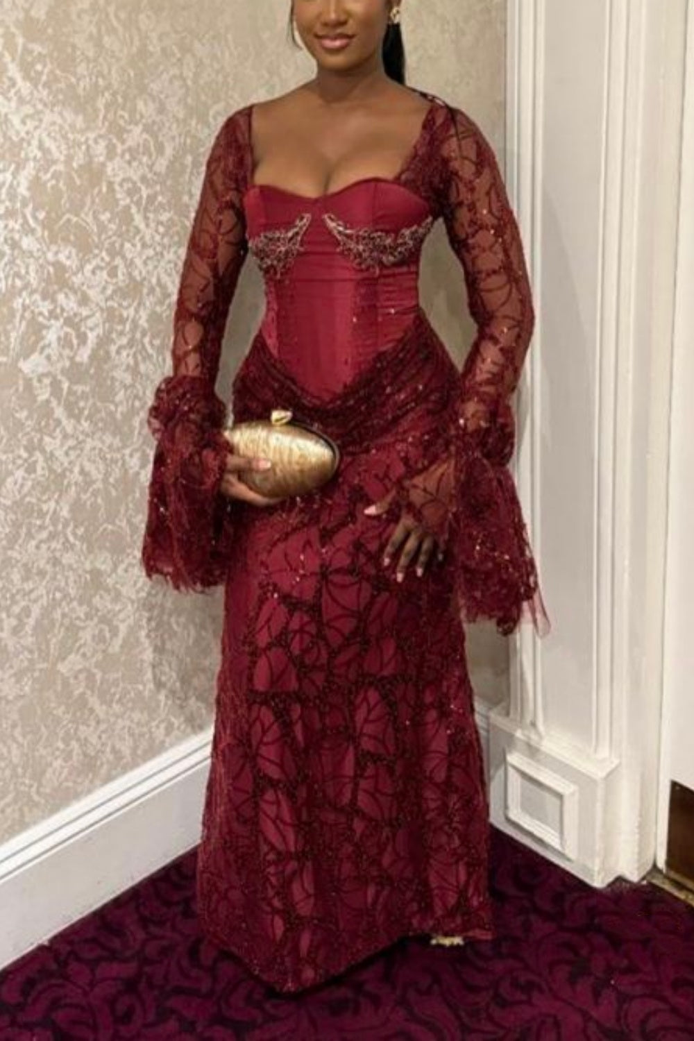 New Long-Sleeved Formal Dress gh6535