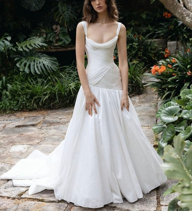 girlhomeshops-White Long Tulle Ball Gown, Wedding Dress, Bridal Gown gh6270