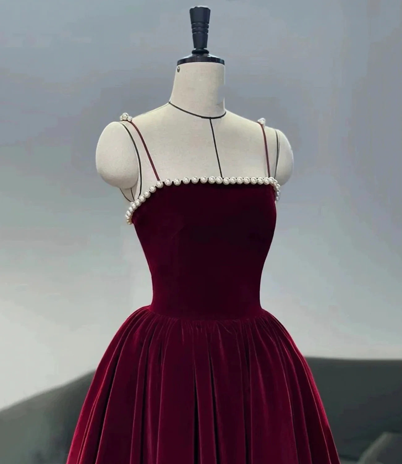 Cute velvet pearl short A line prom dress homecoming dress 10526