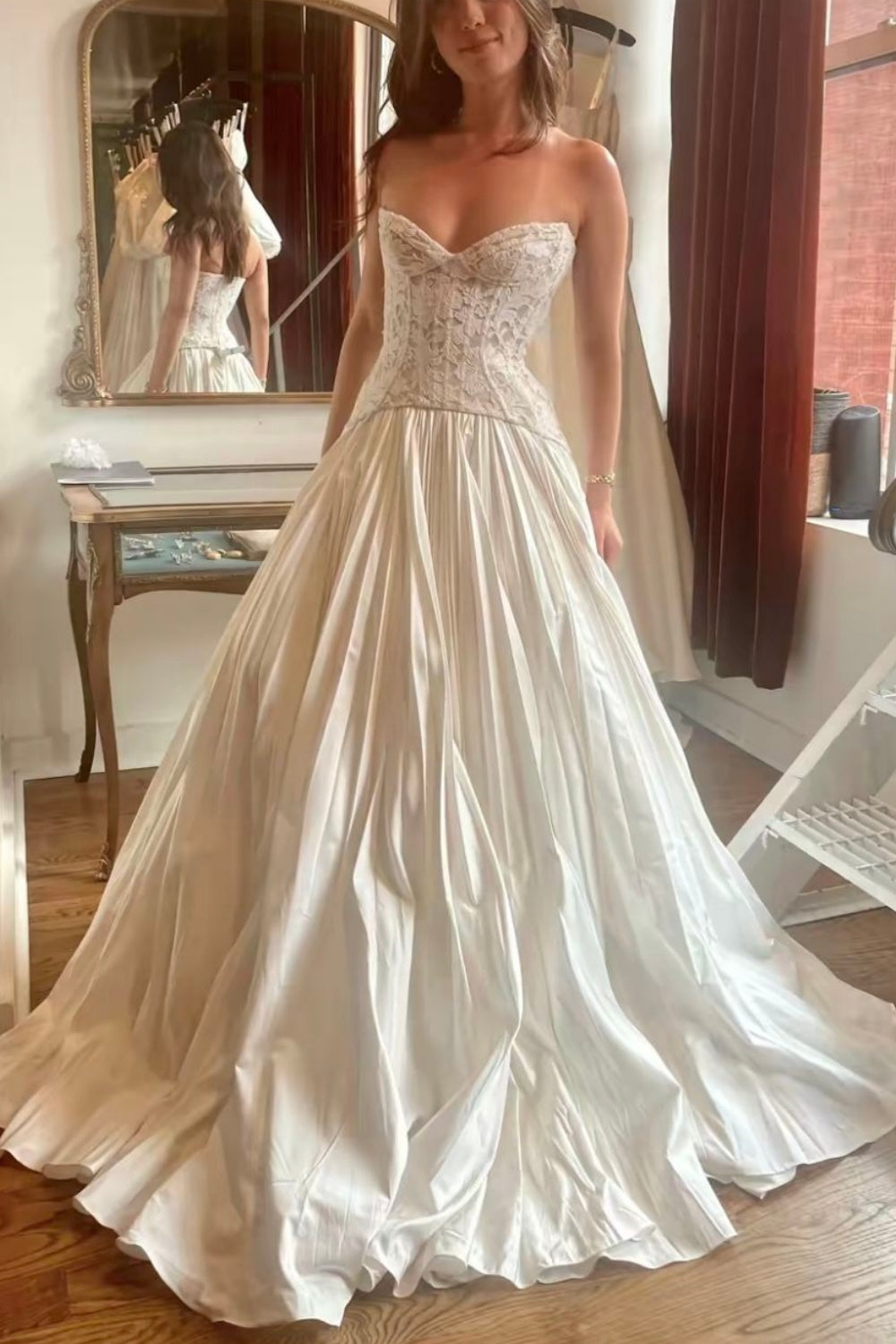 girlhomeshops-White Long Tulle Ball Gown, Wedding Dress, Bridal Gown gh6269