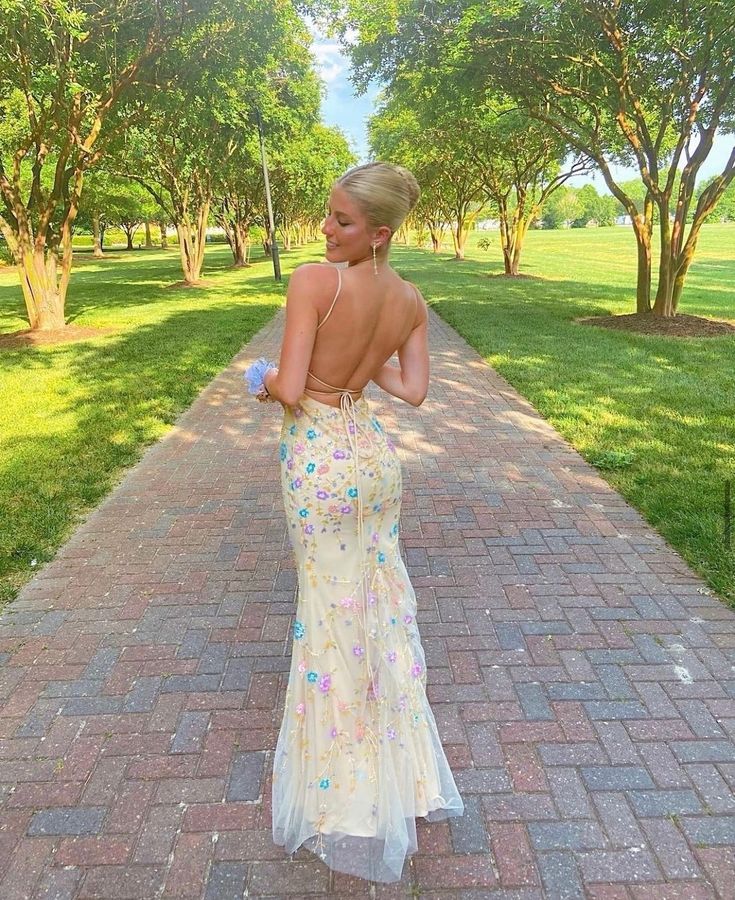 Light Yellow Shiny Floral Long Slim Fit Sequined Ball Gown Evening Dress Party Dress gh3315