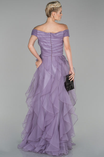 Robe de soirée longue en tulle à volants, élégante et violette, ligne A, robe de soirée gh2783