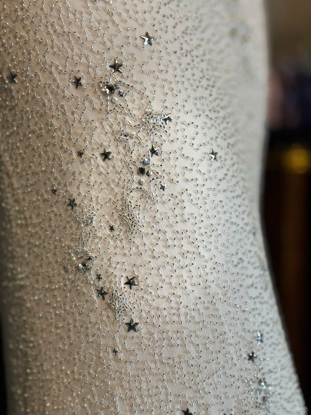 Ivory white galaxy-like shining beautiful chain vintage starry sky beading hot diamond long chiffon ball gown evening dress party dress romantic wedding dress gh4794