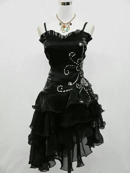 girlhomeshops--Blue/Black Delicate Floral Beaded Short Ruffled Tulle Homecoming Dress gh5635