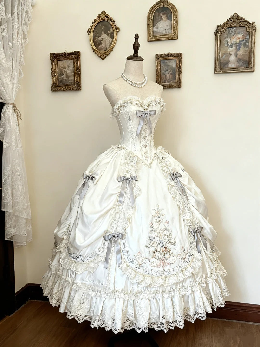 Girlhomeshops - Robe de bal Lolita Dreamy en tulle blanc, manches ballon, longueur au sol, gh5876