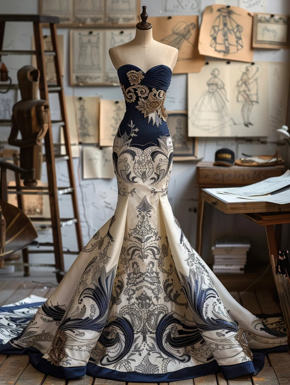 Robe de soirée élégante et élégante, robe de mariée, robe de bal, robe de soirée, robe de mariée, bleu, magnifique, florale, longueur au sol, gh4290