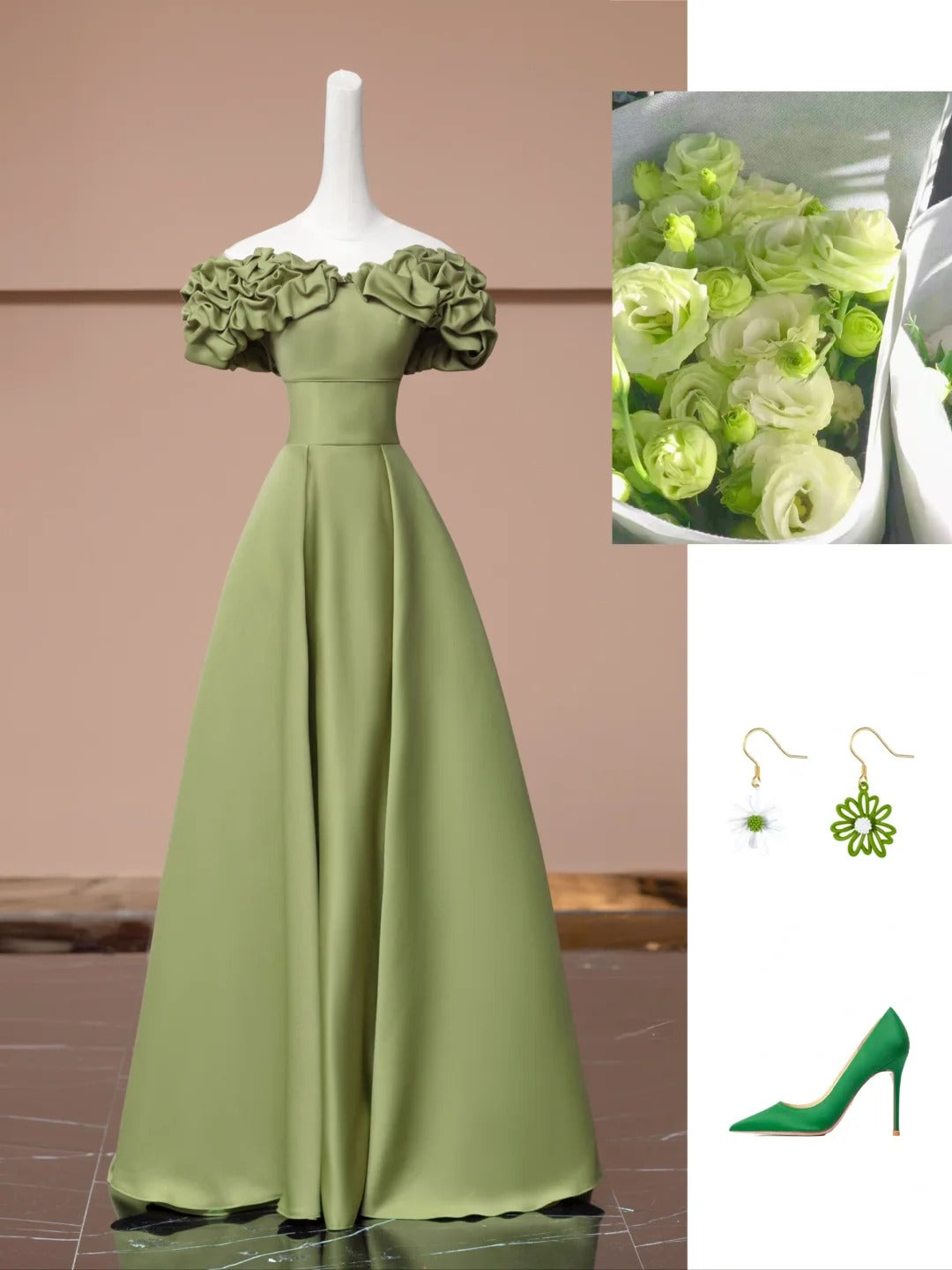 Green fashion elegant satin long prom dress evening dress party dress gh4871