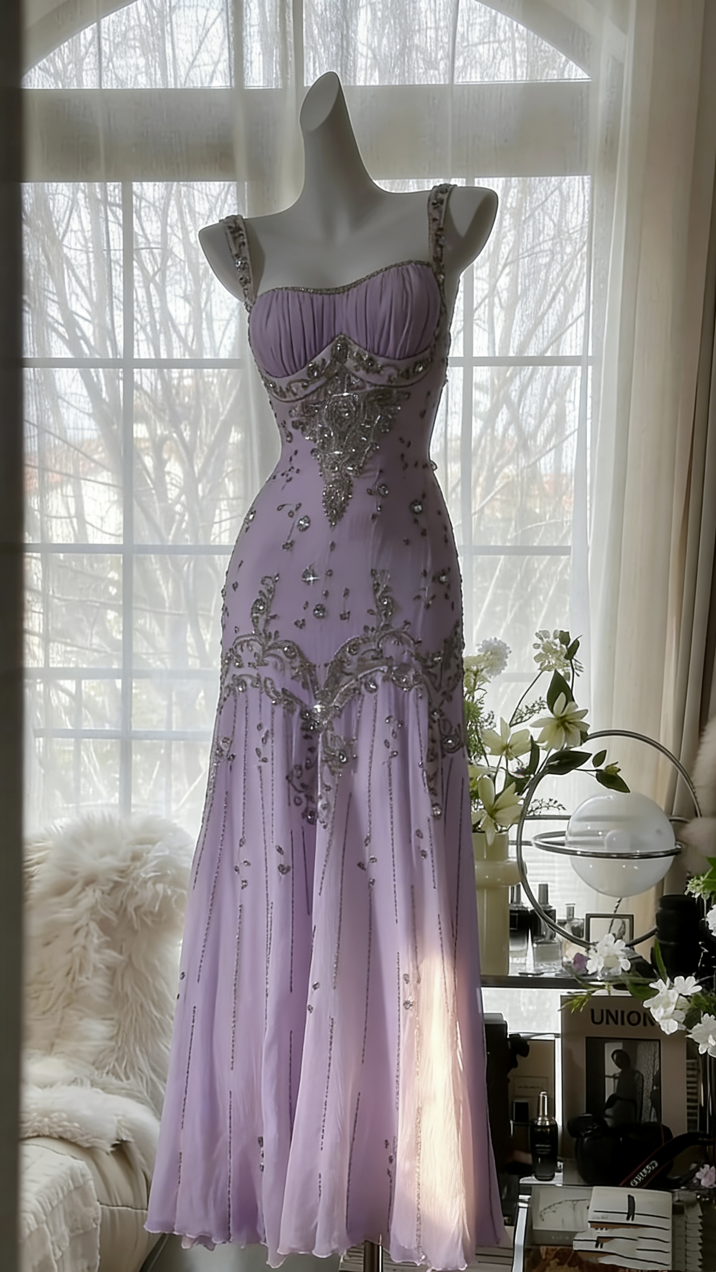 Robe de soirée longue en mousseline de soie, élégante, vintage, brillante, exquise, avec strass, pour anniversaire, bal, remise de diplôme, gh3945