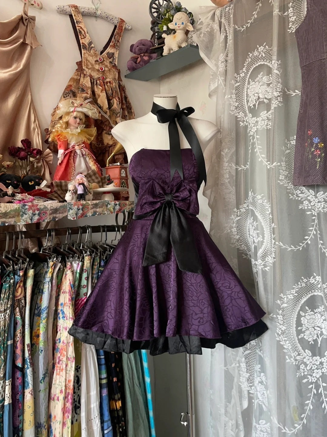 Purple Vintage Fashion Short Satin Homecoming Dress Birthday Party Dress gh4844