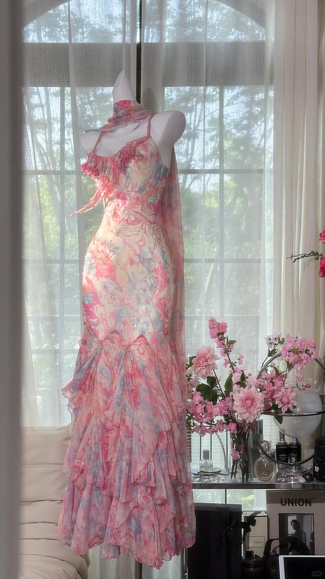 Pink Elegant Fairy Chiffon Ball Gown Evening Dress Party Dress gh4321