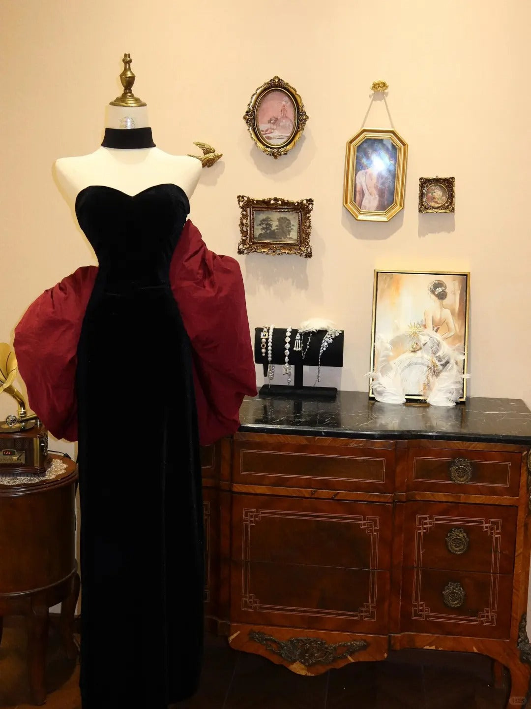 Black and red/Black and White gorgeous retro fashion elegant long slim velvet ball gown evening dress party dress prom dress gh3651