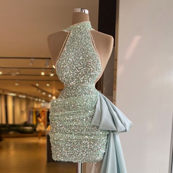 Green Fashion Shiny Sequin Long Short Prom Dress Evening Dress Party Dress gh3087