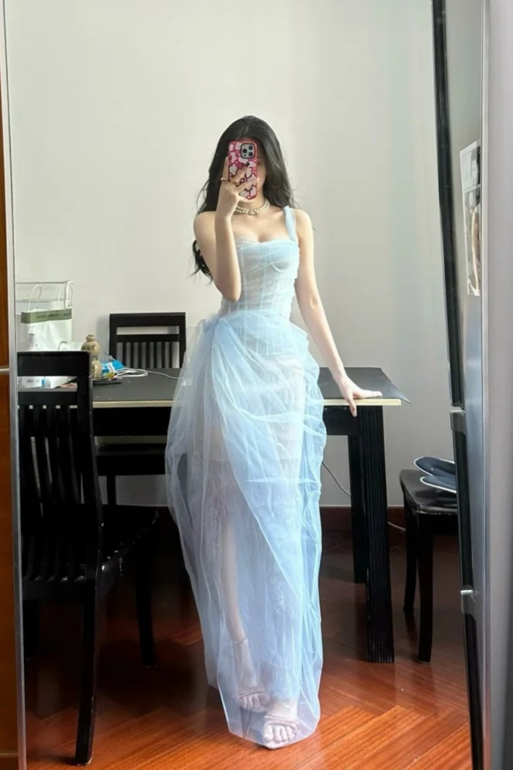 Robe de bal longue rouge en tulle, élégante, robe de cérémonie de remise de diplôme gh6633