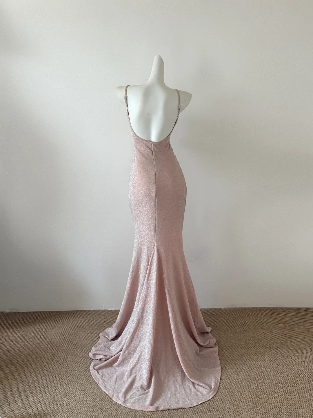 Robe de soirée longue rose élégante et brillante style sirène gh4475