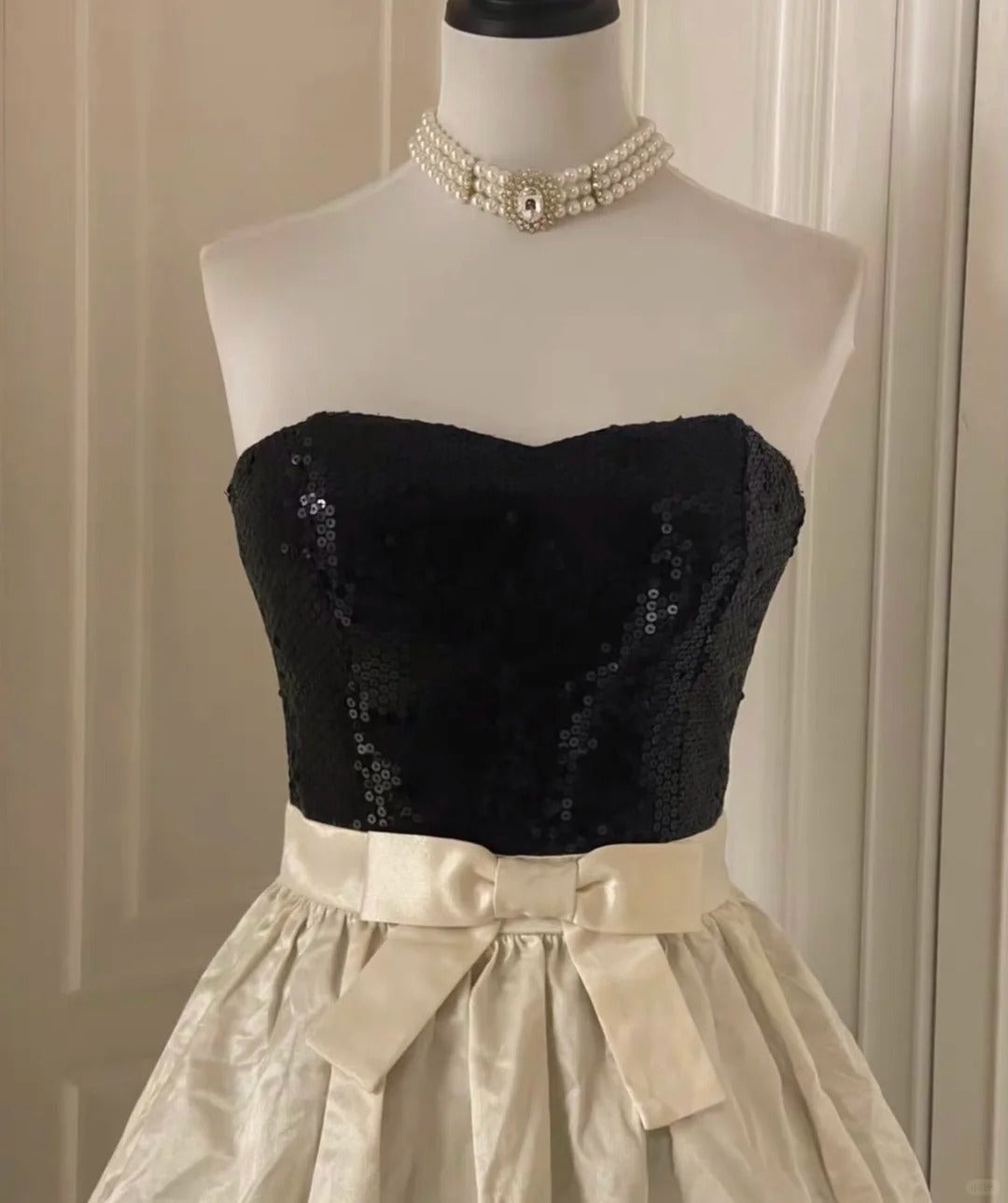 ✨Robe de princesse blanche rétro brillante et élégante à paillettes, robe de soirée d'anniversaire ~ 🖤 gh4268