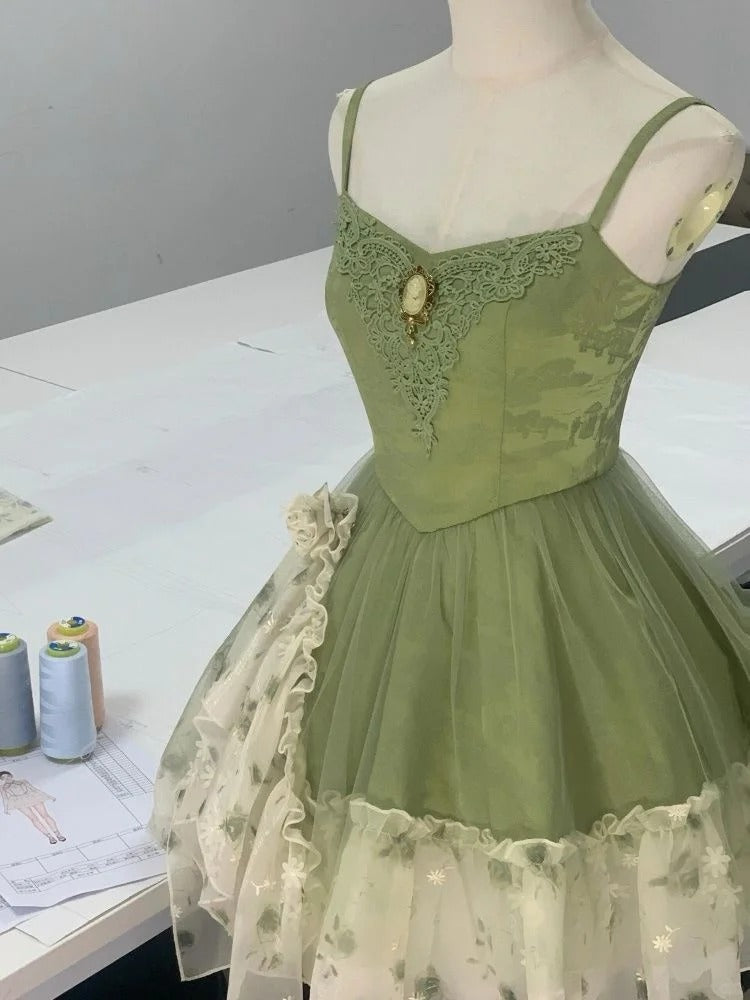 Robe de soirée courte en mousseline de soie, verte et rouge, élégante et mignonne, à bretelles spaghetti, gh4192