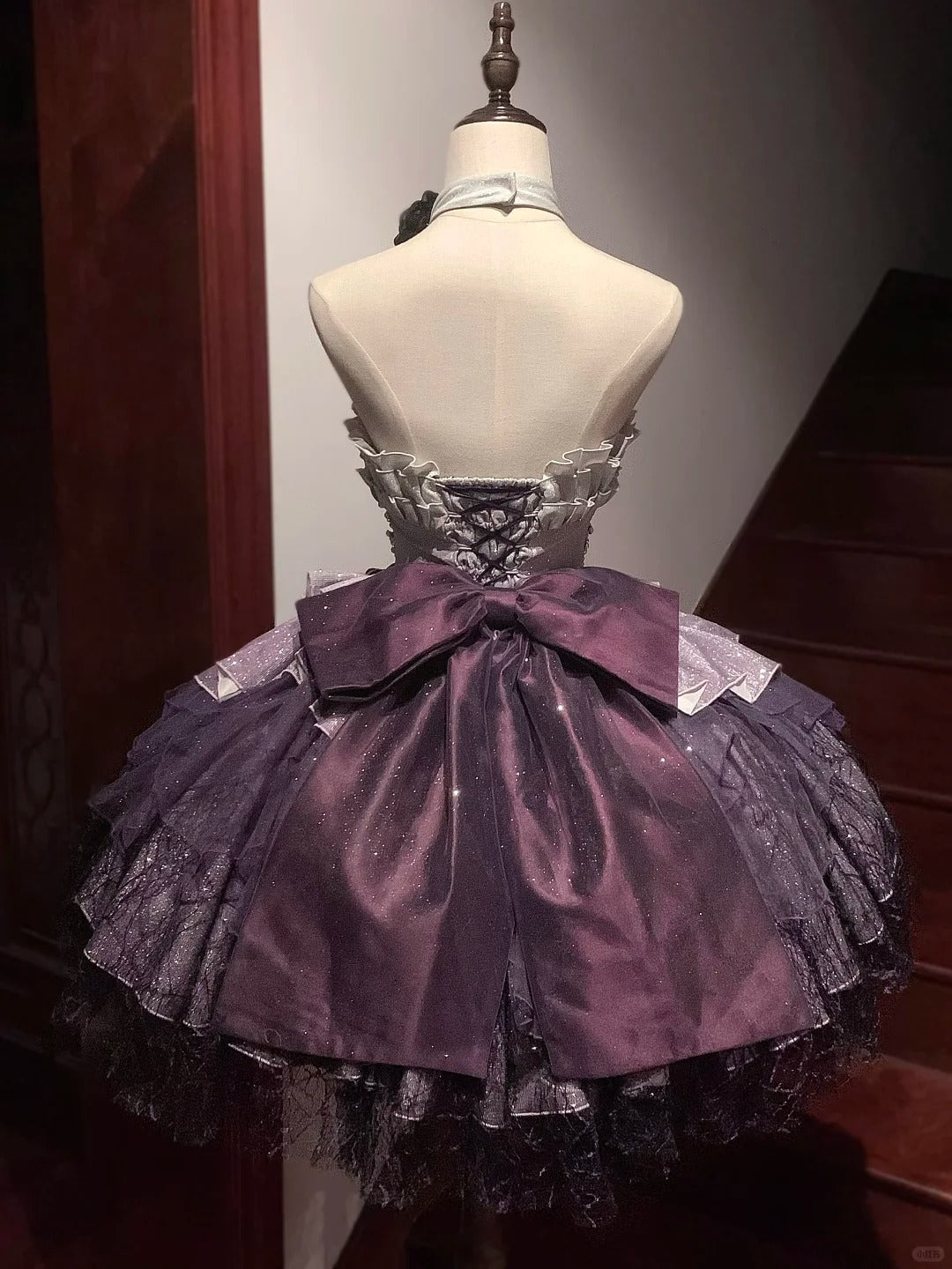 Purple Cute Beaded Lace Tulle Short Lolita Prom Gown Homecoming Dress gh4381