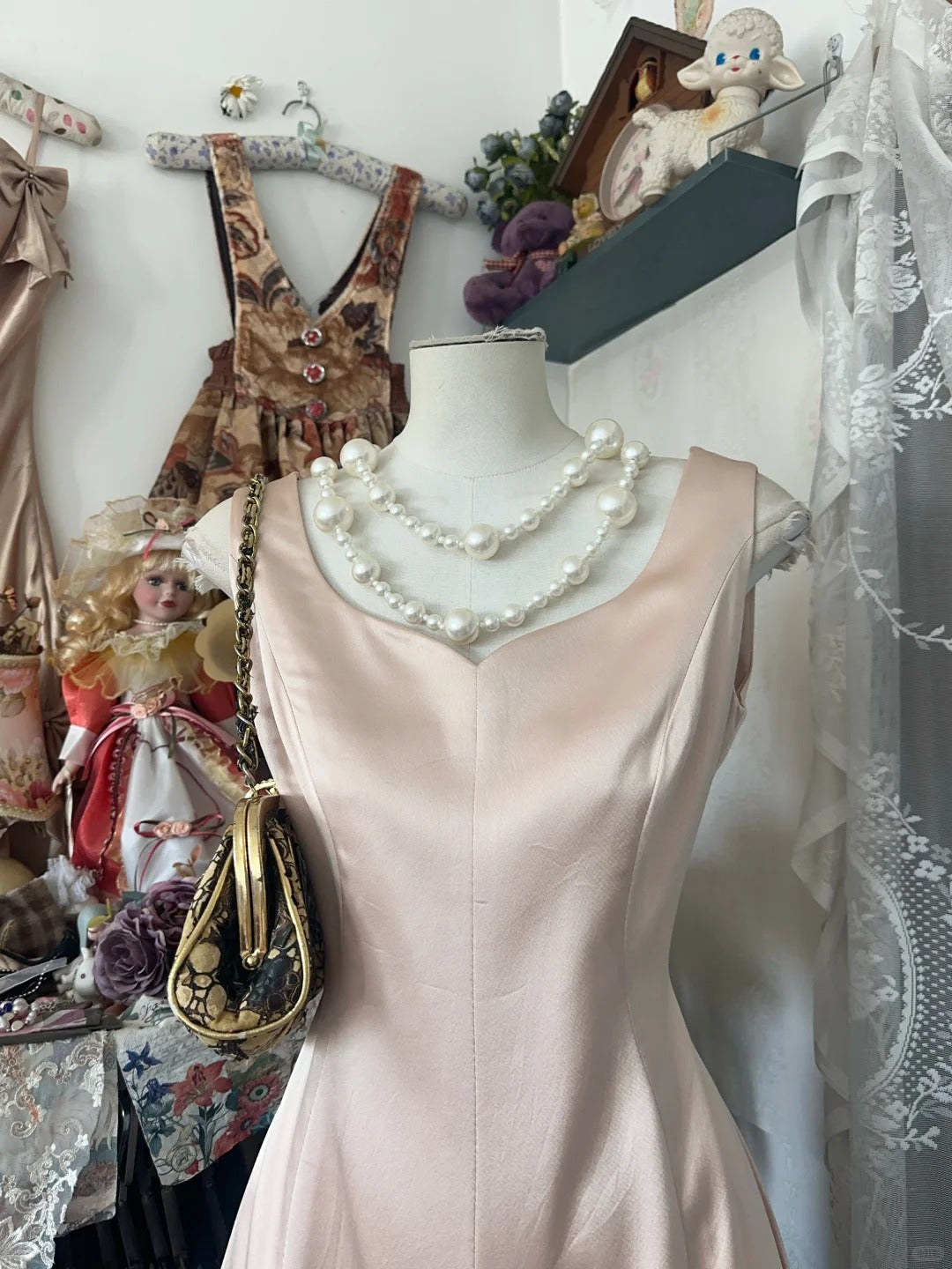 Girlhomeshops-Light pink simple fashion elegant long satin Prom dress birthday party dress gh5173