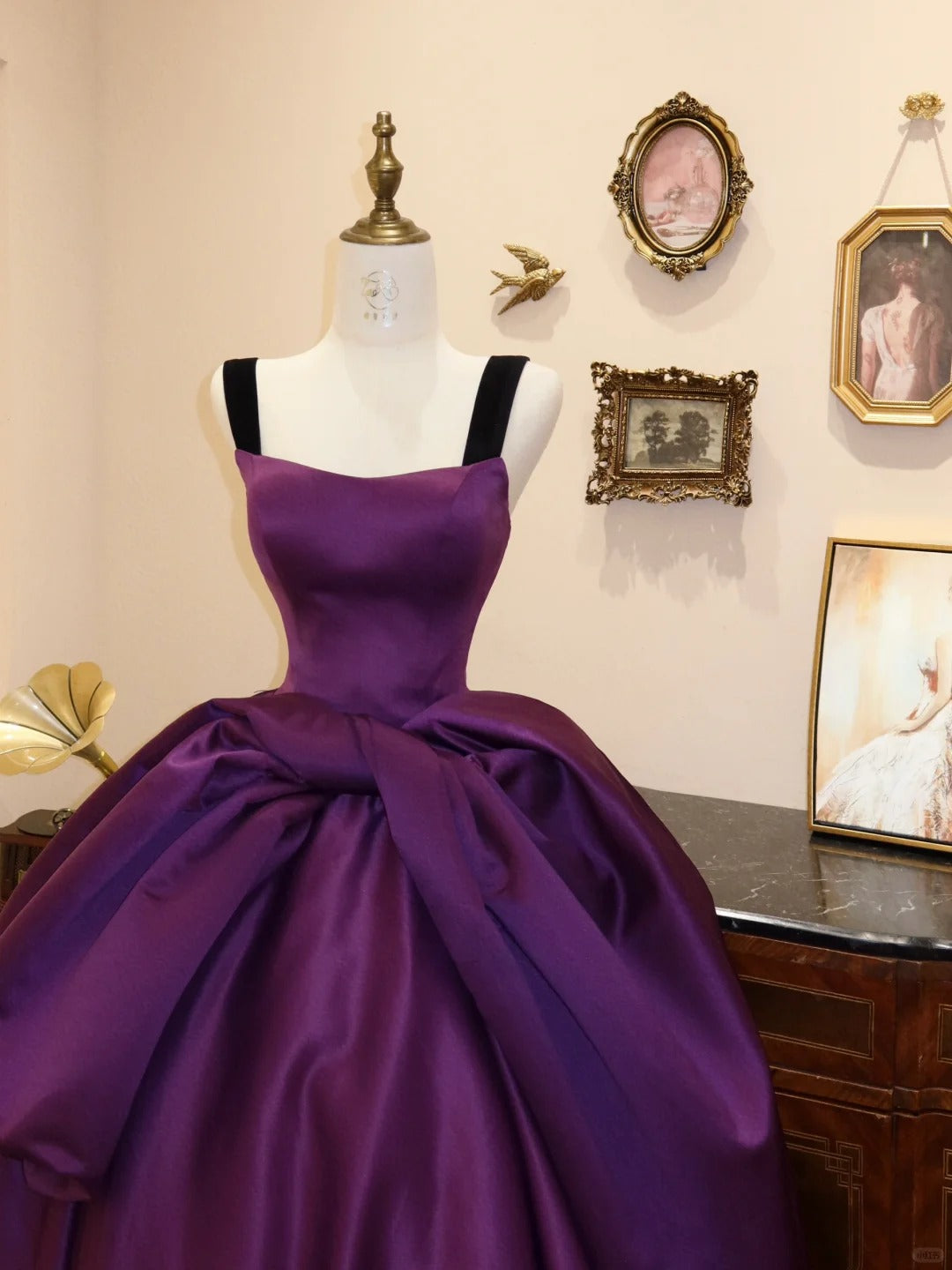 Robe de soirée longue en satin violet, élégante et tendance, gh4239