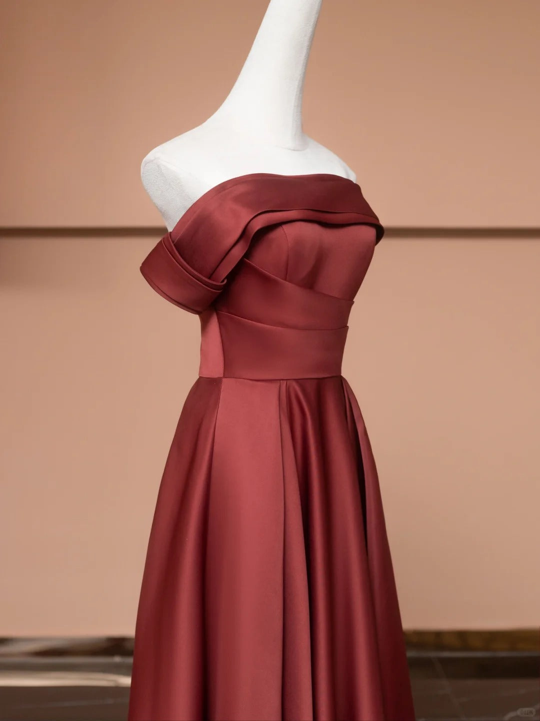 Brown Red Elegant Fashion Long Satin Prom Dress Evening Dress Party Dress gh4874