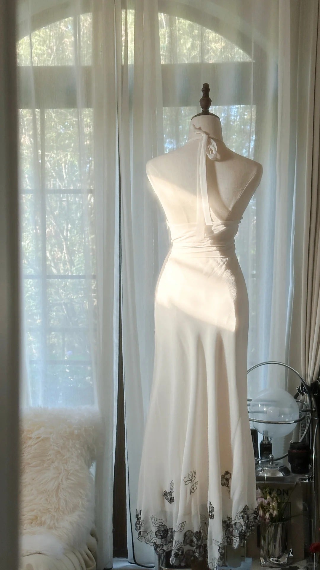 Robe de soirée longue en mousseline de soie, élégante, romantique, noire, en dentelle et perles, pour la Saint-Valentin, gh4048