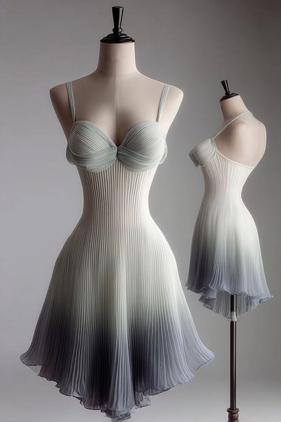 Girlhomeshops-Chiffon green stylish gradient short homecoming dress party dress birthday dress gh5150