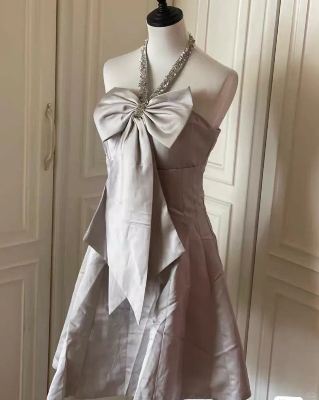 Rosa schönes und elegantes kurzes Heimkehrkleid mit Schleife, Rock, Ballkleid, Abendkleid gh4335