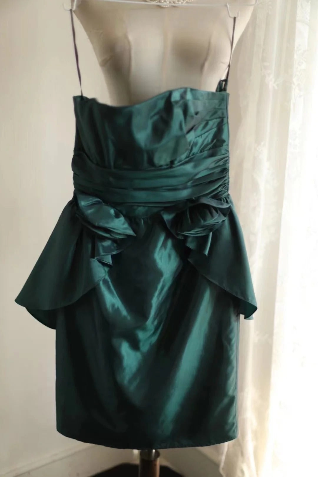 Robe de soirée courte en satin à fleurs vertes, robe de bal, robe de remise de diplôme, gh4494