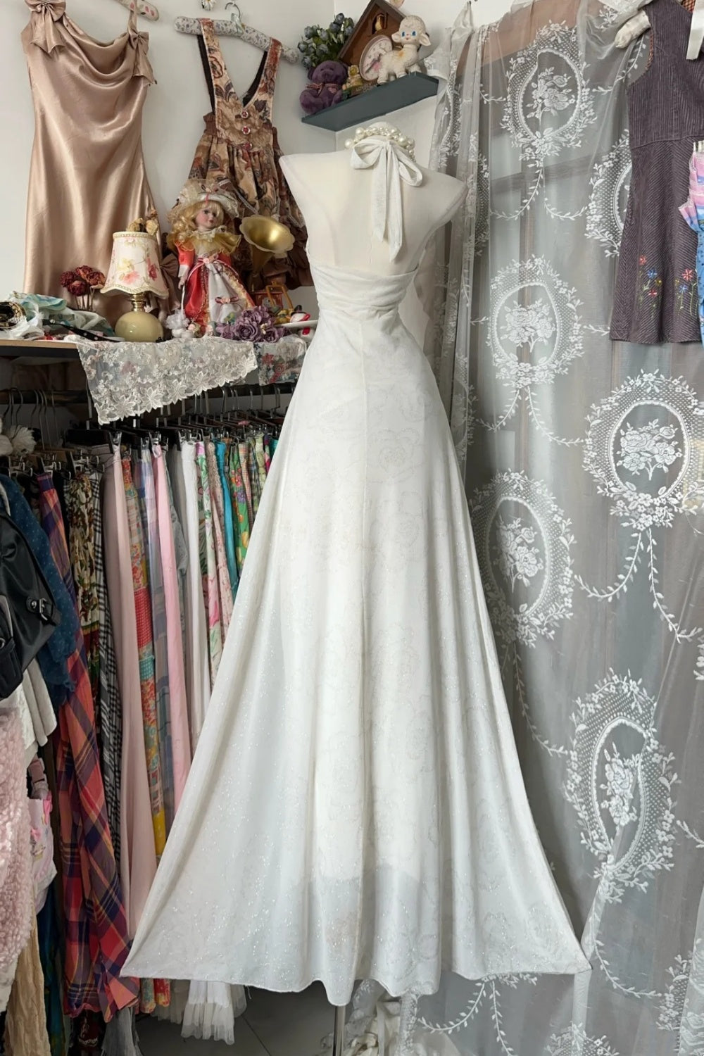 girlhomeshops-White Elegant Long Chiffon Prom Dress gh6235