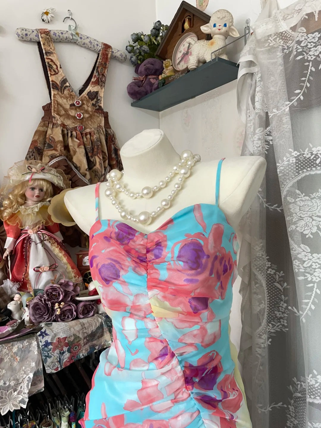 Girlhomeshops-Colorful Floral Elegant Long Chiffon Birthday Party Dress gh5172