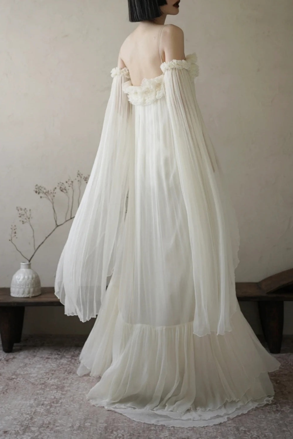 girlhomeshops--White fairy dress long chiffon dress gh5735
