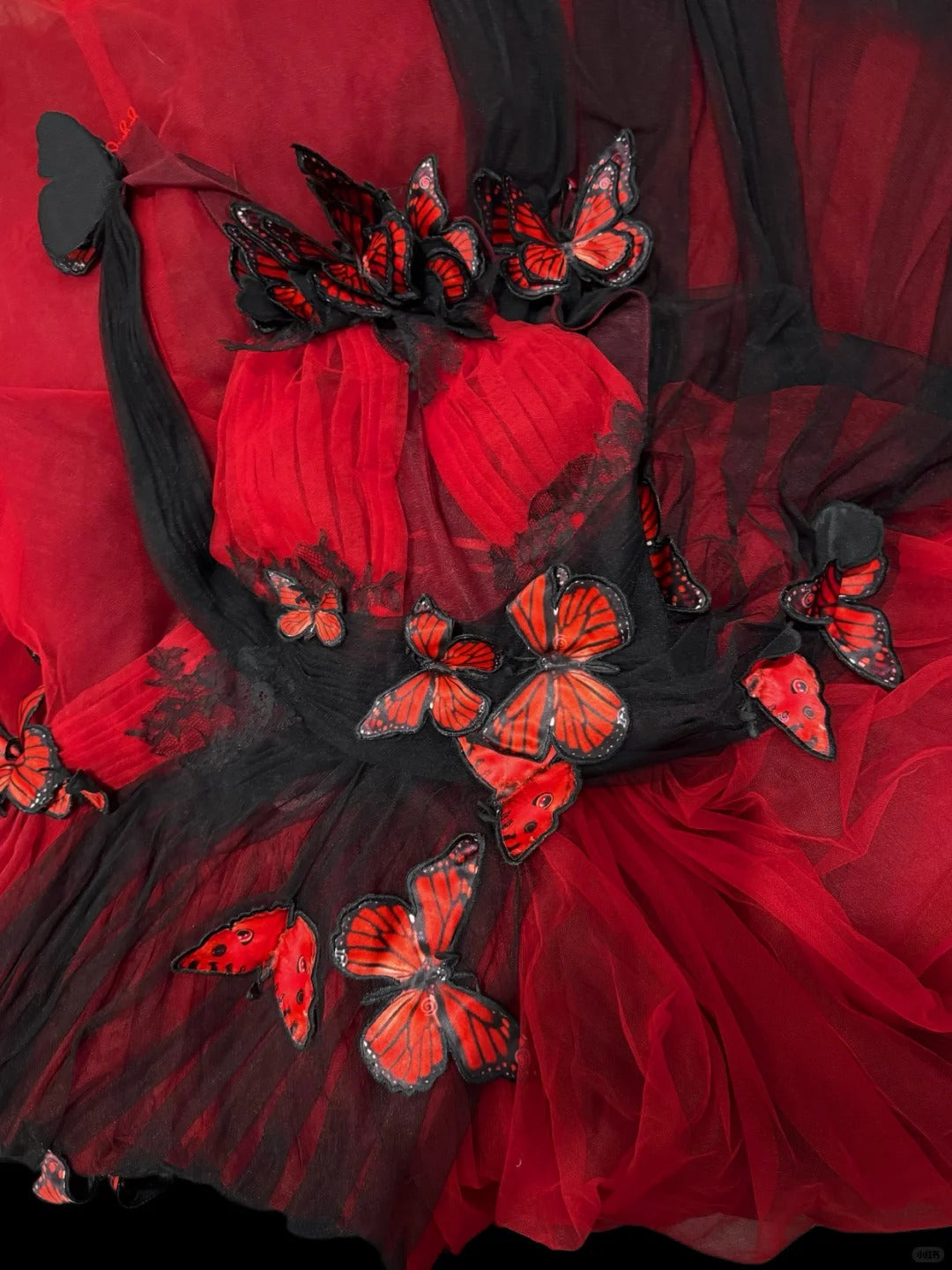 Girlhomeshops-Red black gradient retro fashion butterfly fairy exquisite long backless evening dress tulle prom dress gh5355