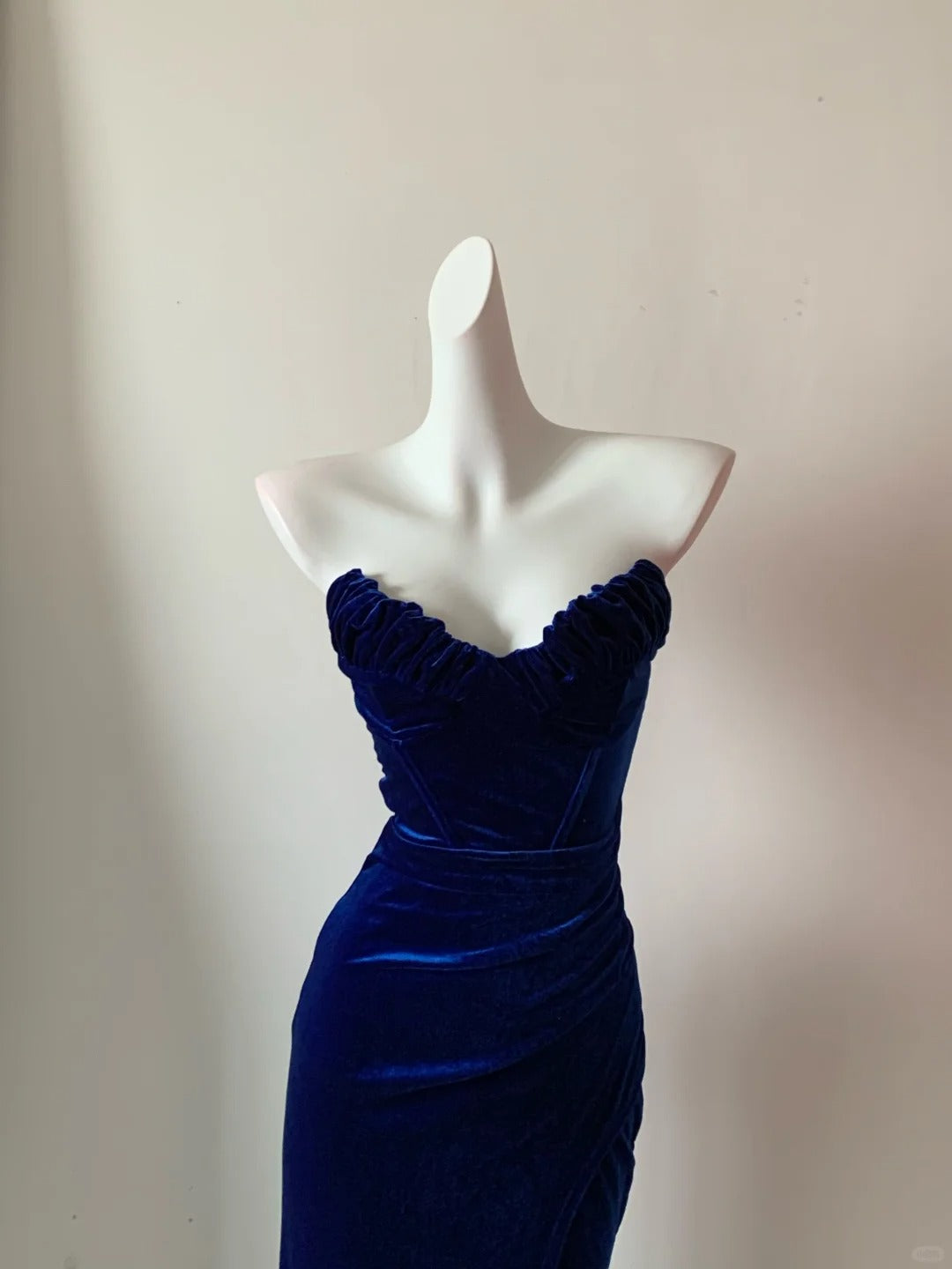 Blue/Black Unique Fashion Elegant Sweetheart Neck Long Velvet Floor Length Ball Gown Evening Gown Prom Dress gh4076