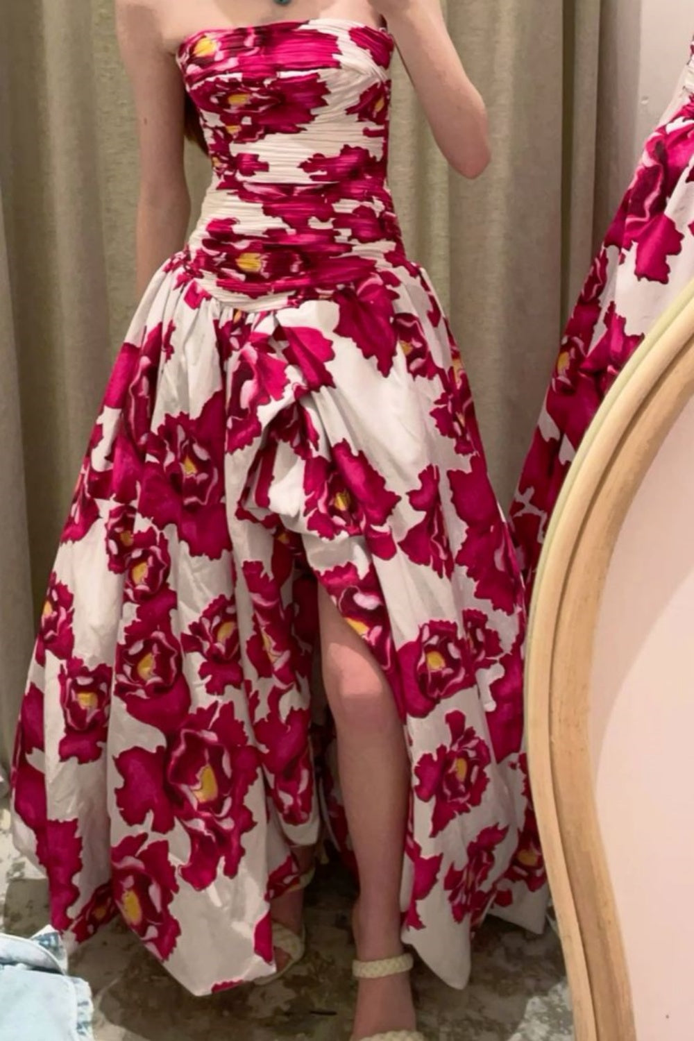 girlhomeshops-Blumenkleid, lang, Schlitz, Gartenpartykleid, gh5859