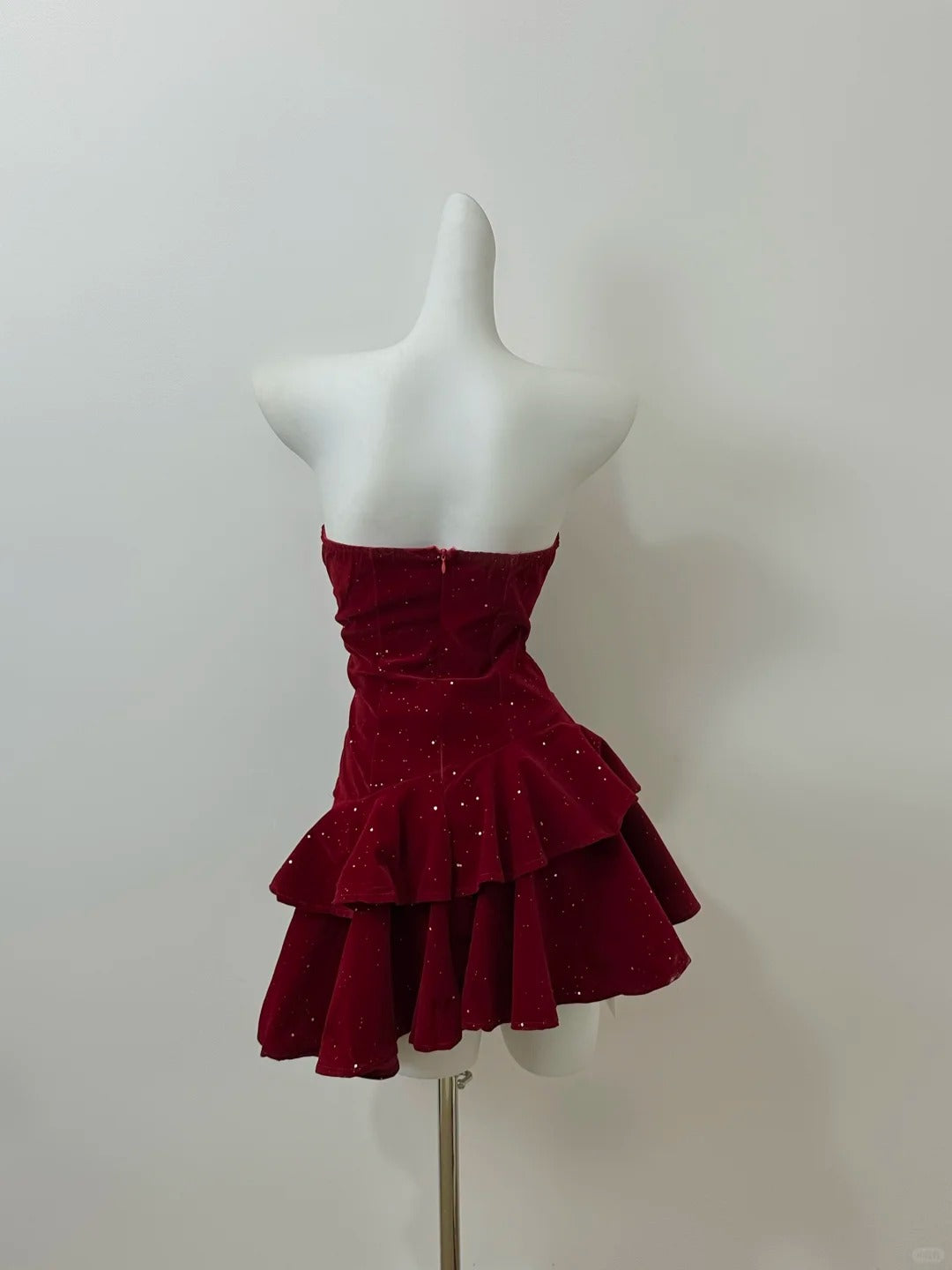 Red Shiny Sweet Fashion Short Mini Sequin Velvet Homecoming Dress Birthday Party Dress gh3796
