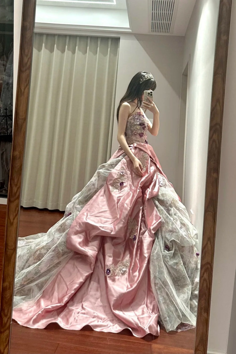Robe de bal longue de princesse rose gh6659