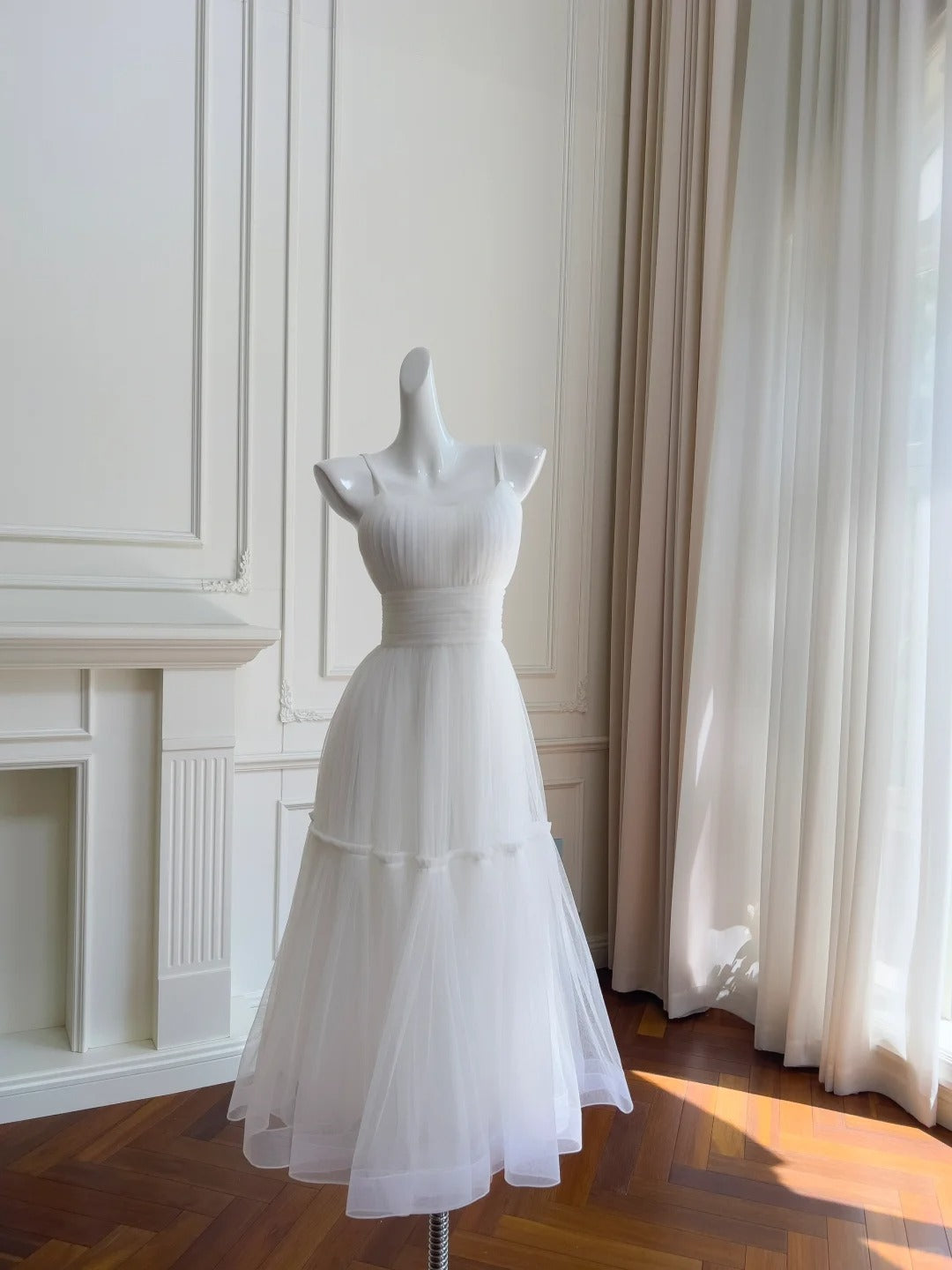 Robe de bal longue fluide en mousseline de soie menthe pour fête d'anniversaire gh4405