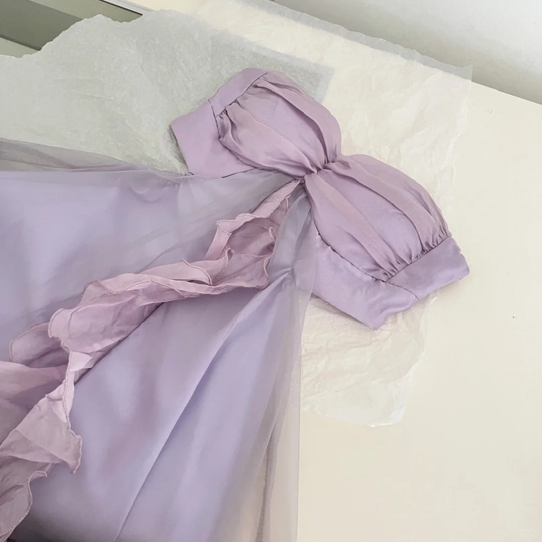 Robe de soirée courte/longue de fée violette, robe de soirée, robe d'anniversaire gh4562