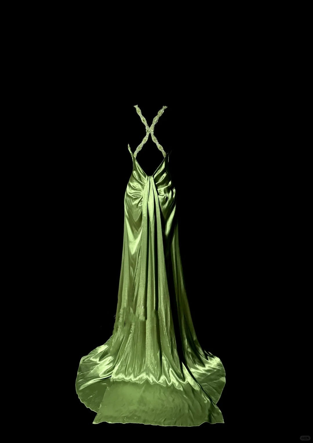 Robe de soirée longue en satin vert rétro, élégante et raffinée, avec bretelles perlées, longueur au sol, robe de bal, robe de remise de diplôme, gh4002