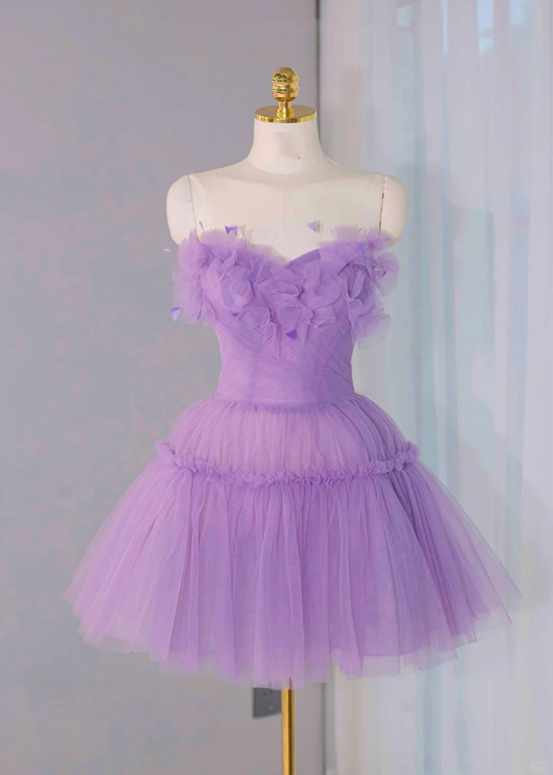 Purple Sweet Homecoming Dress Short Tulle Prom Dress Evening Dress Party Dress gh4556