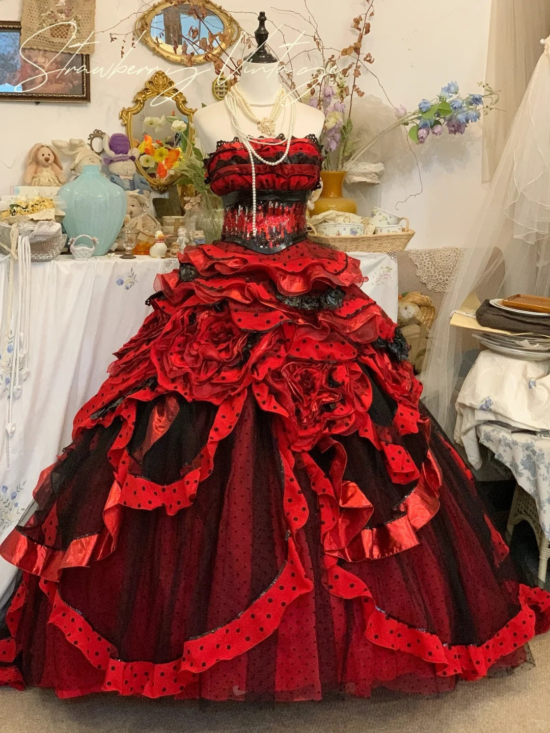 Robe de soirée longue en tulle rouge, robe de bal, robes de Quinceanera gh4576