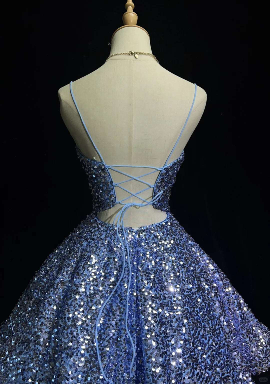 Blue Shiny Princess Sequin Short Fashion Homecoming Dress Prom Dress Evening Dress Elsa's Ice Party gh4367