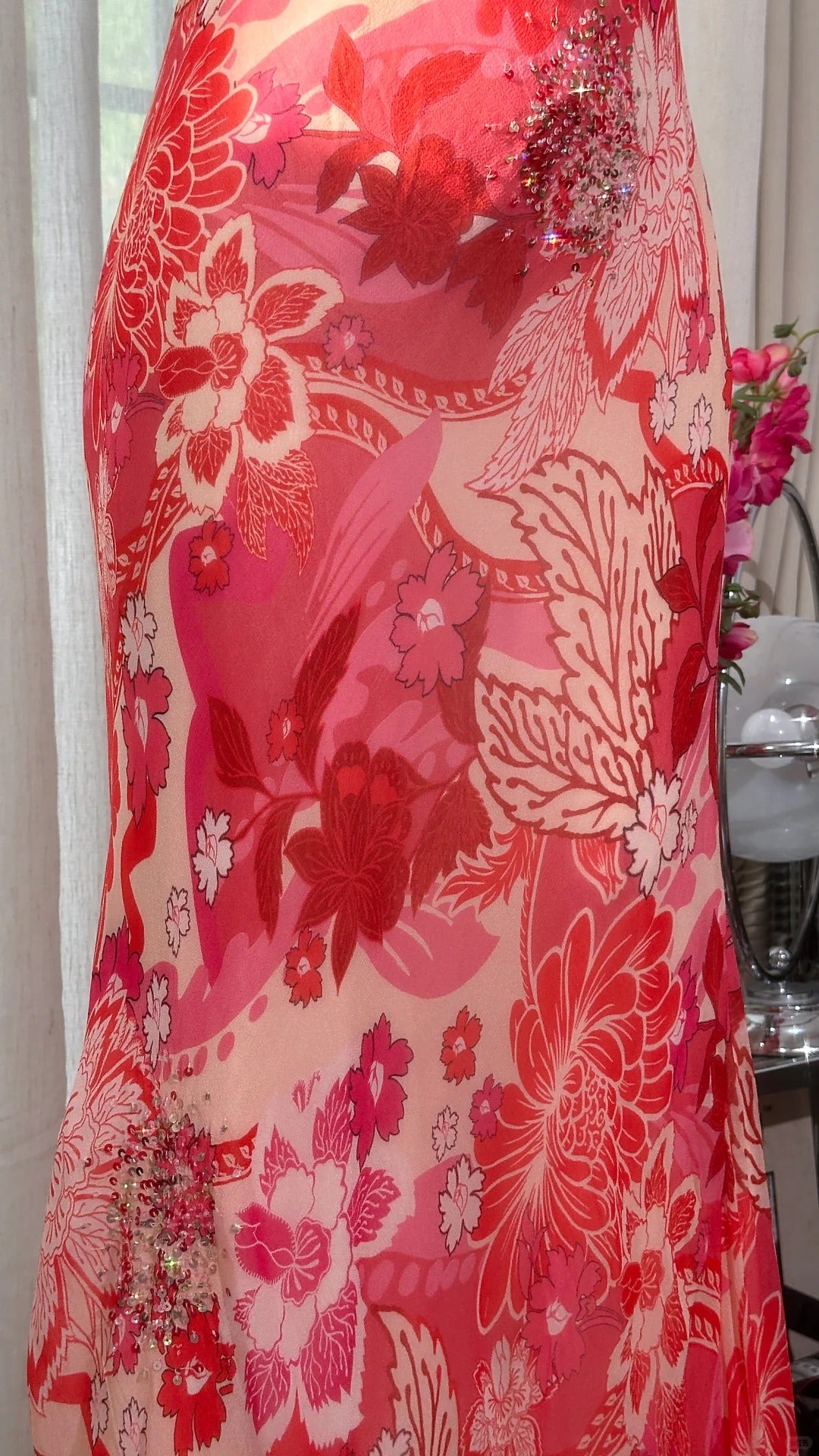 Rote Perlen Romantische Elegante Lange Chiffon Ballkleid Abendkleid Party Kleid Datum Kleid gh4615