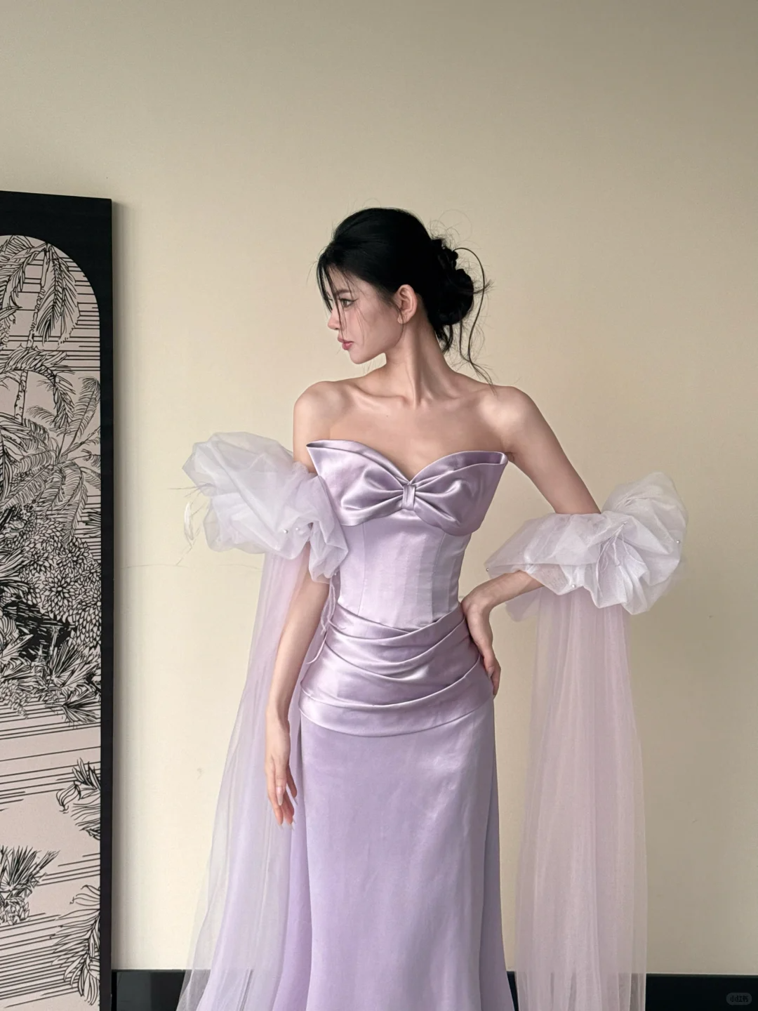 Robe de soirée longue en satin et tulle violet, robe de bal, robe de remise de diplôme, gh4493