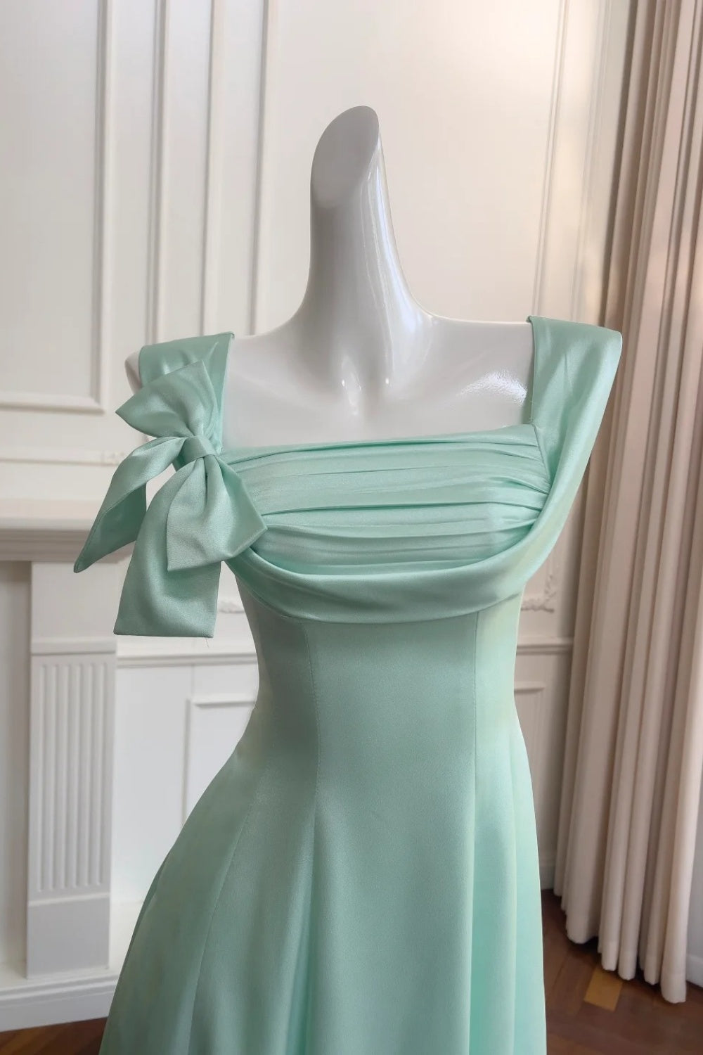 Green long satin dress gh6853