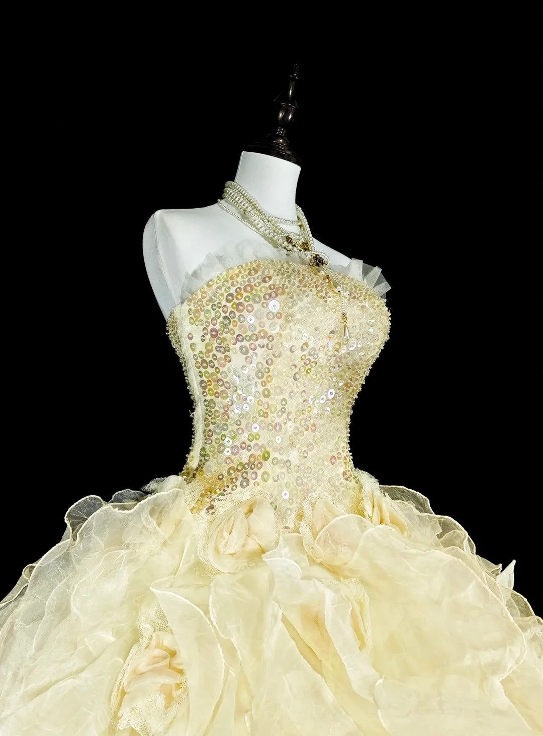 girlhomeshops-Yellow tulle princess-style long formal ball gown, birthday dress, graduation dress gh6137