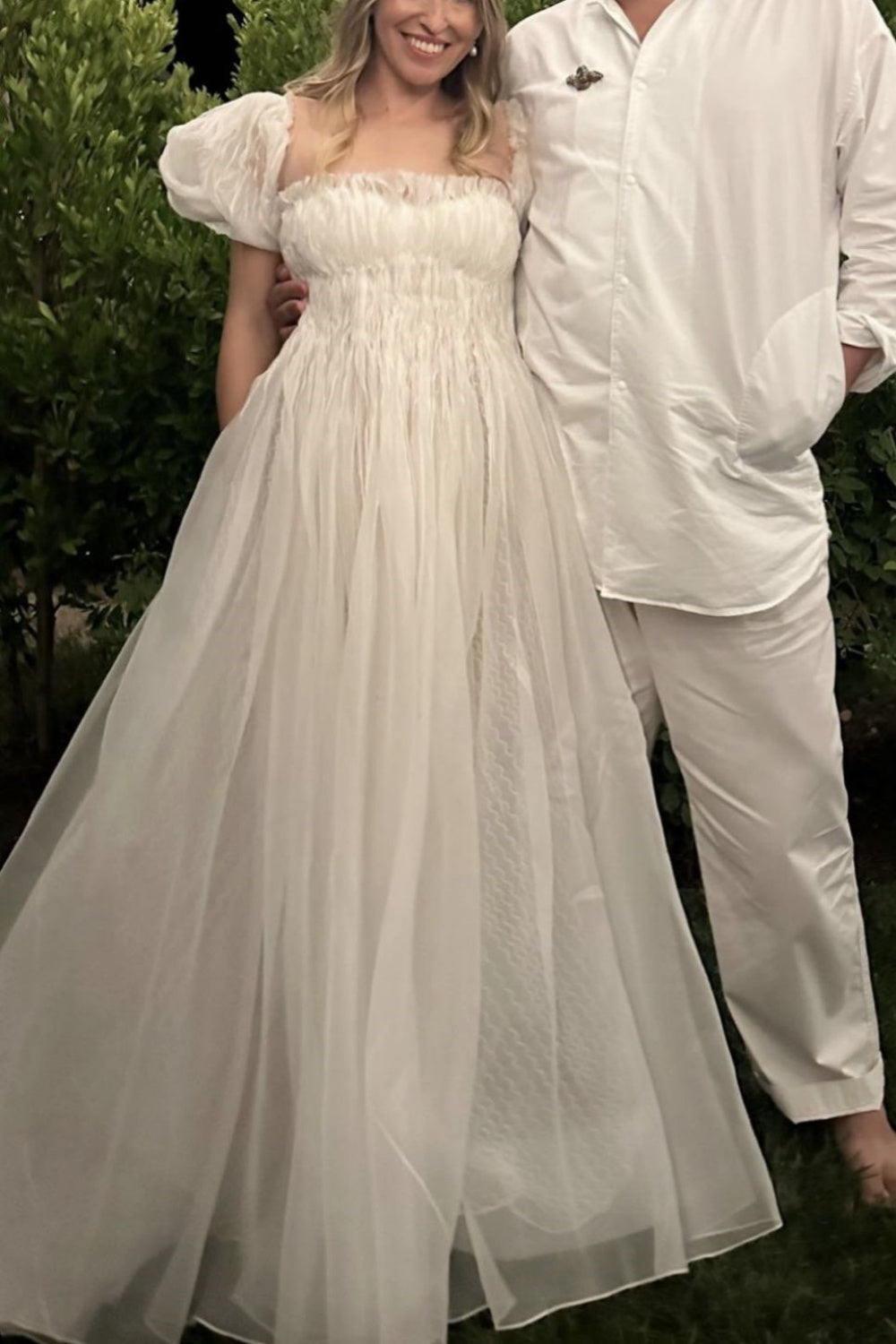 girlhomeshops-Kurzarmkleid, weiß, schlicht, lässig, Retro-Mode, langes Ballkleid, künstlerisches Umstandskleid mit Puffärmeln, gh5852