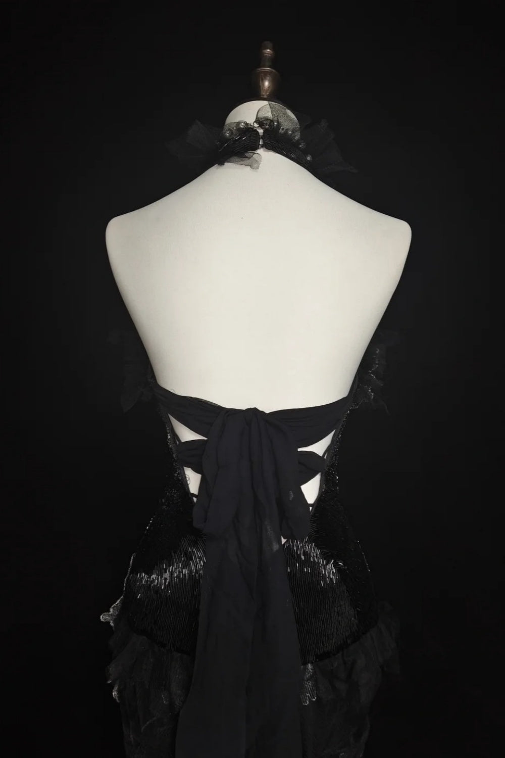 girlhomeshops-Evening dress Black mermaid-inspired floral gown, uniquely elegant dark mermaid long tulle ball gown/evening dress. gh6138